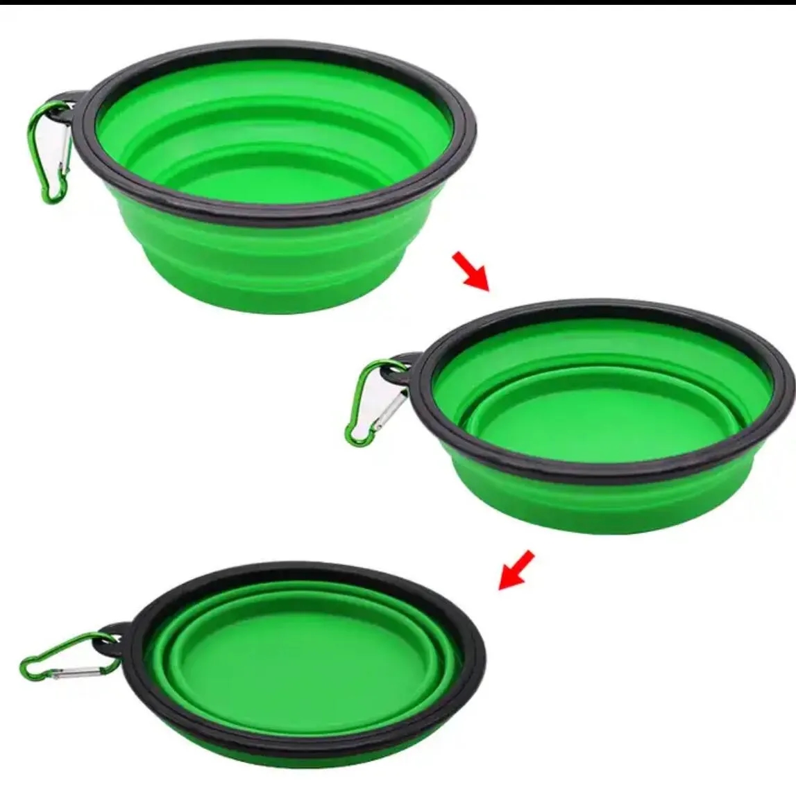 Silicone Folding Pet Bowl With Carabiner Hook 3