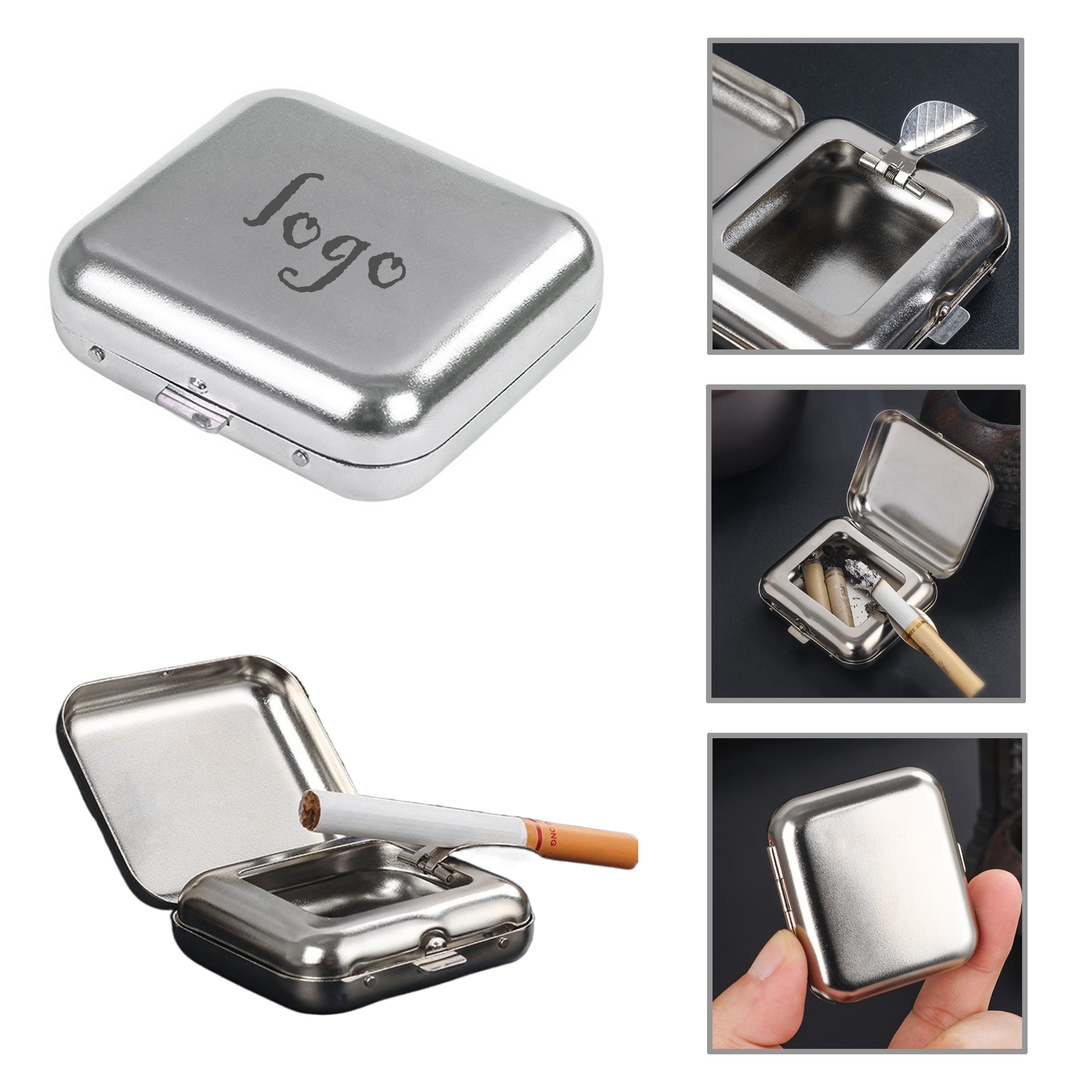 MOQ50 Travel-Friendly Pocket Ashtray in Metal 2