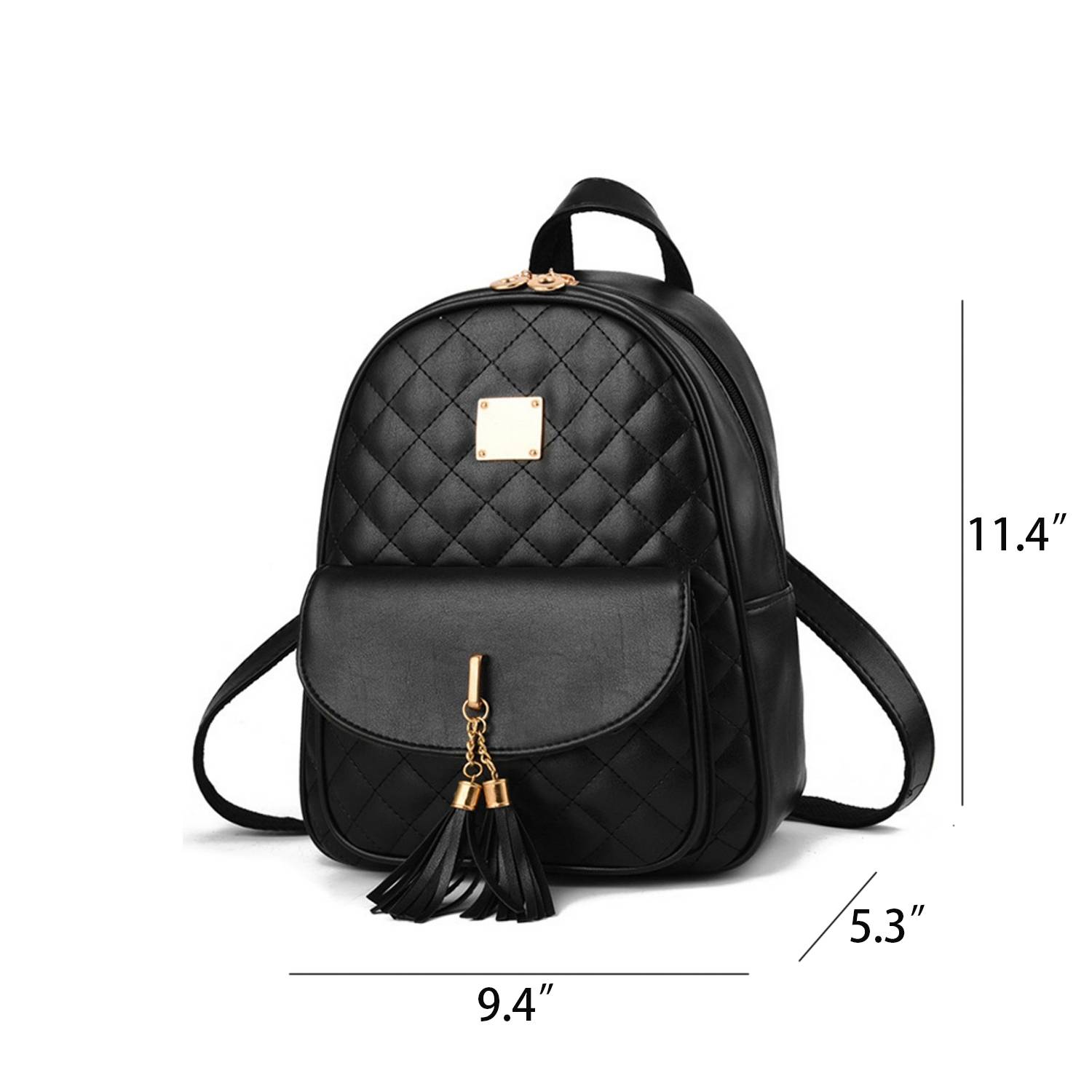 PU Leather Double Zipper Tassel Backpack 7