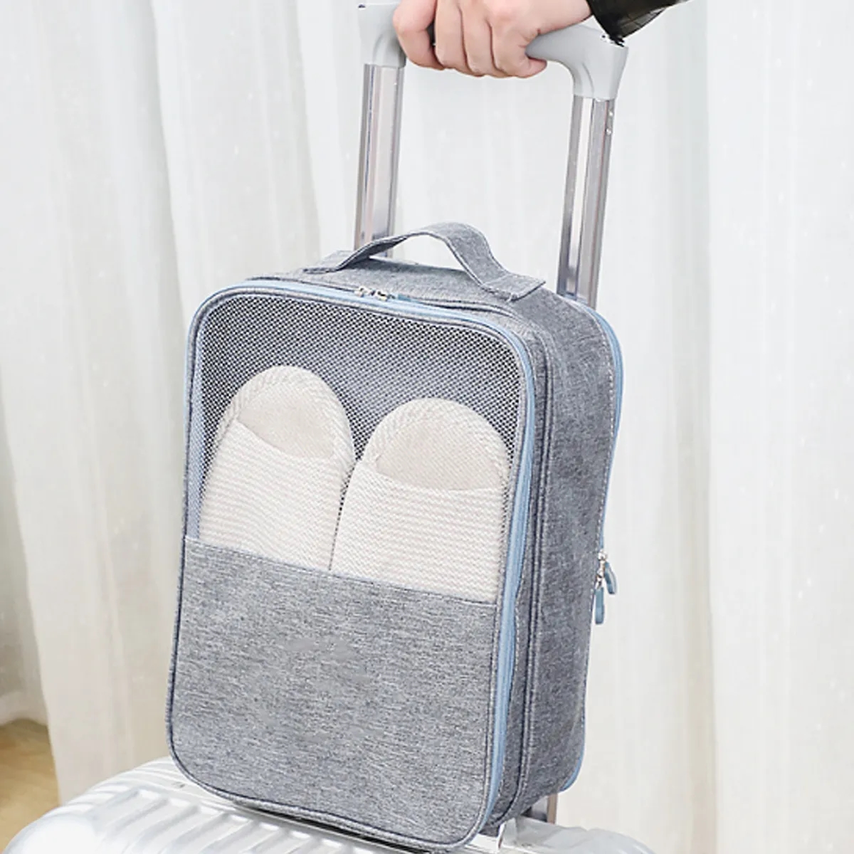 Portable Travel Shoe Bag Organizer Storage w/ Luggage Strap 5
