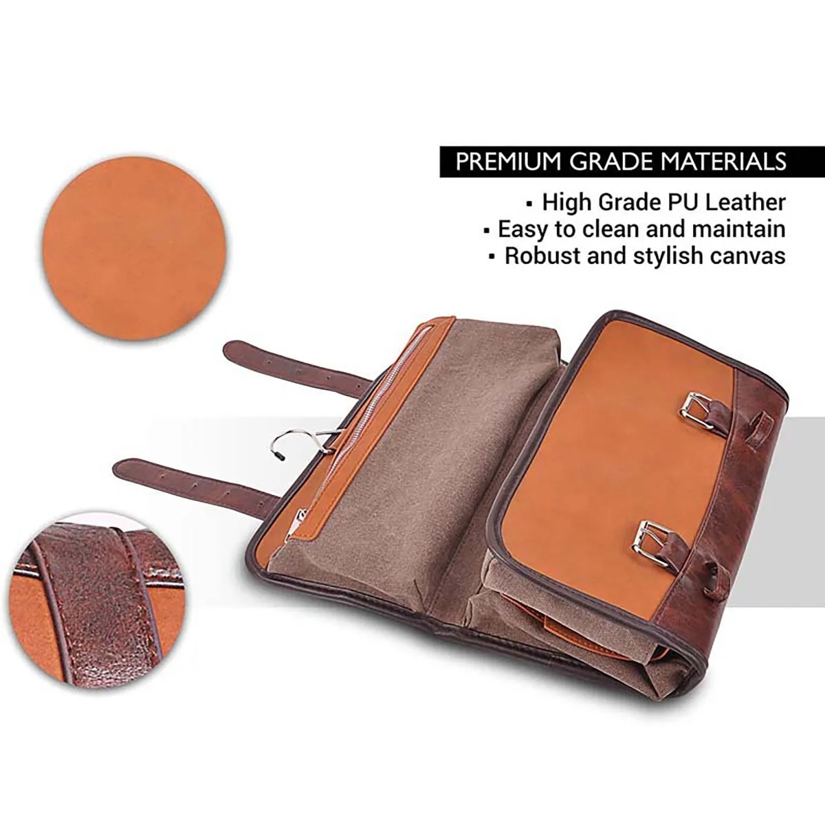 Leather Hanging Travel Toiletry Dopp Kit Bag 4