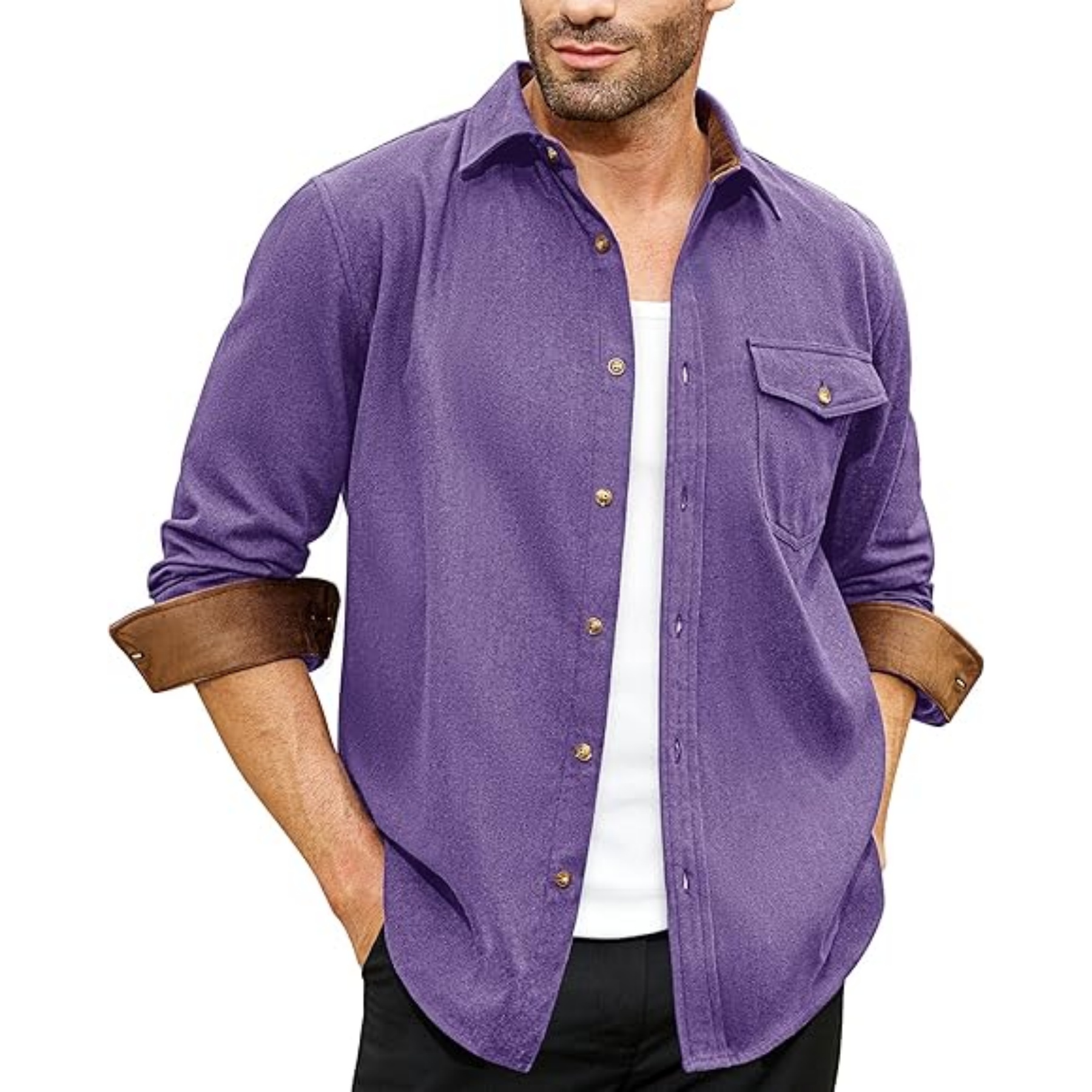 Man Long Sleeve Casual Jacket, custom dress shirt with logo imprint 10