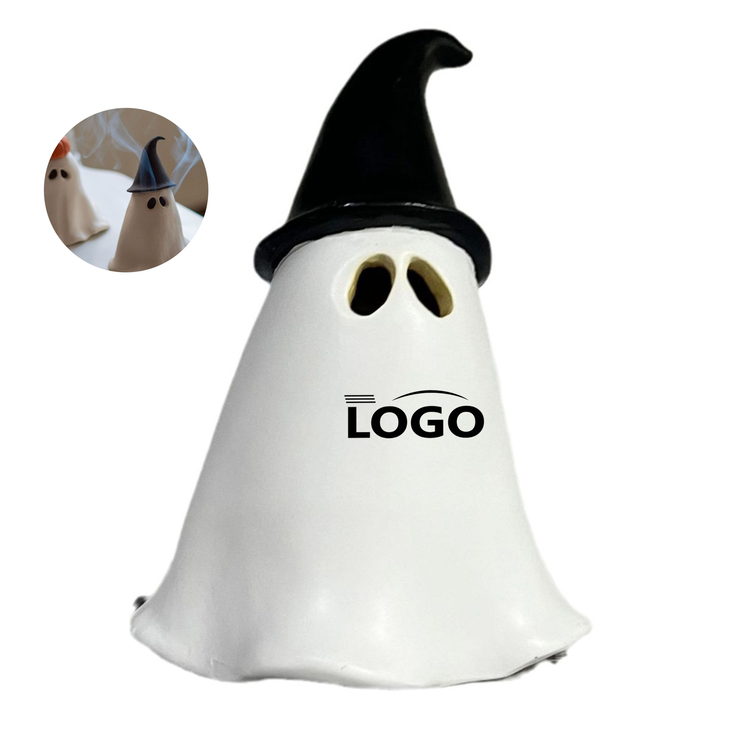 Halloween spooky incense burner with pumpkin and witch hat 1
