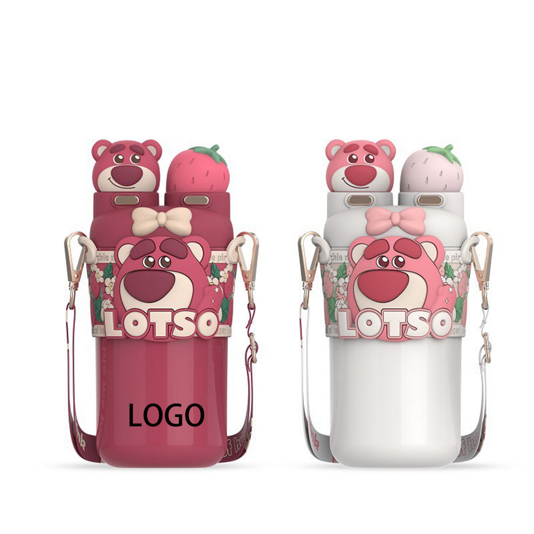 Children Strawberry Bear Thermos Cup