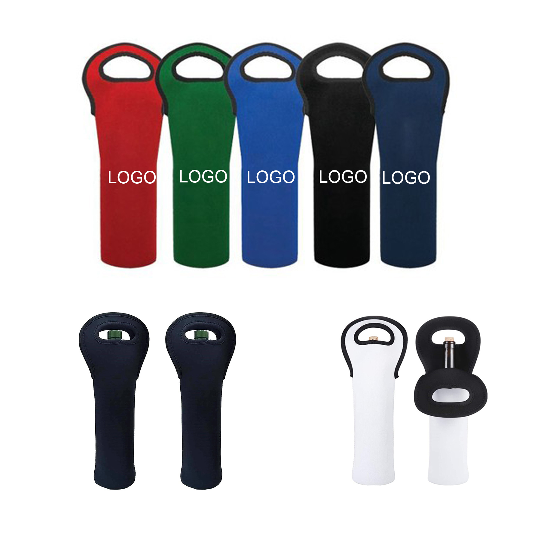 Neoprene Single Bottle Wine Tote Carrier Bags 2