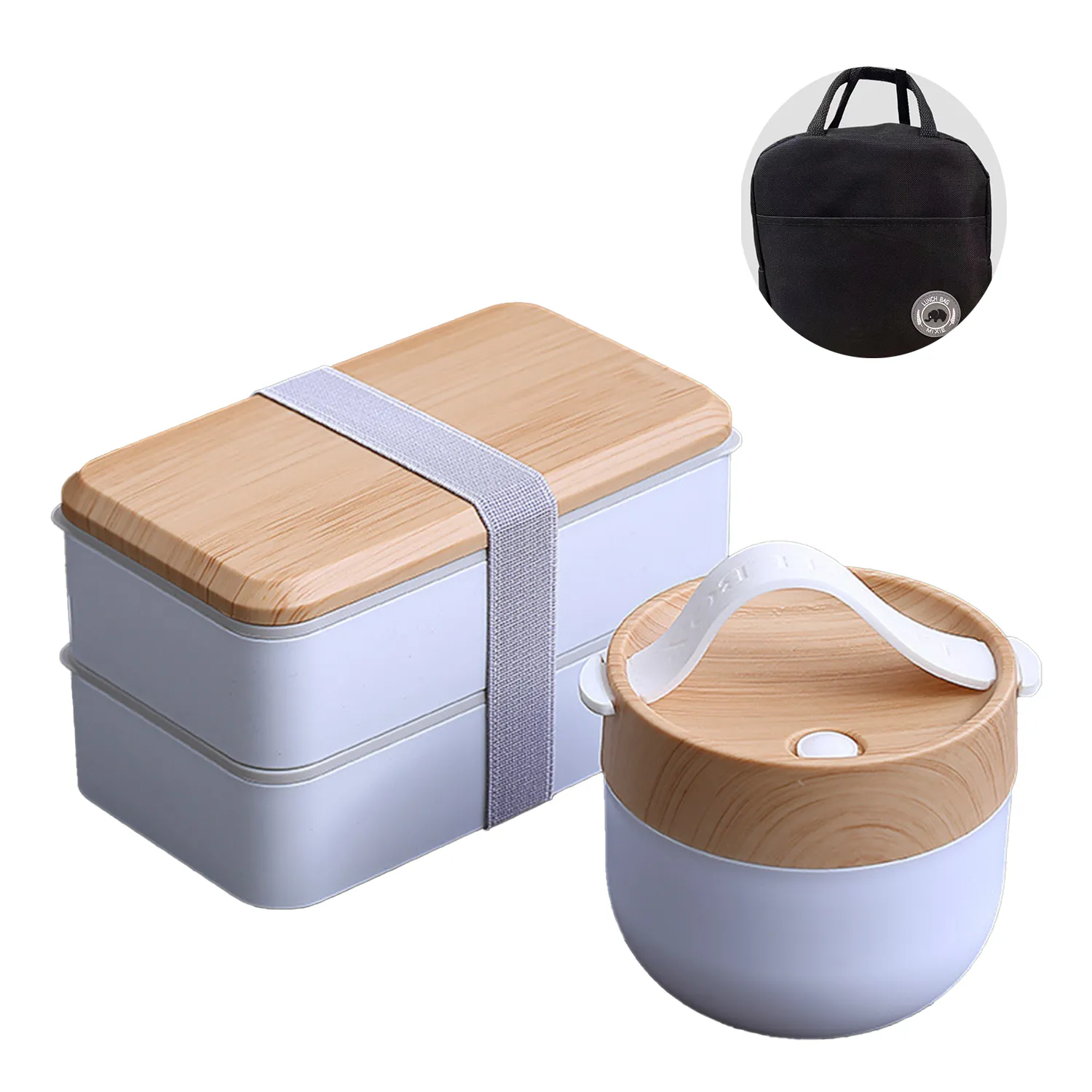 Double Sealed Bento Box With Soup Bowl And Insulated Bag 3