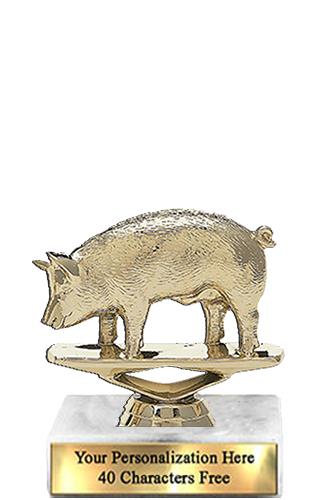 Trophy: 7", 2x3 white marble base, Hog Gold Unique 2