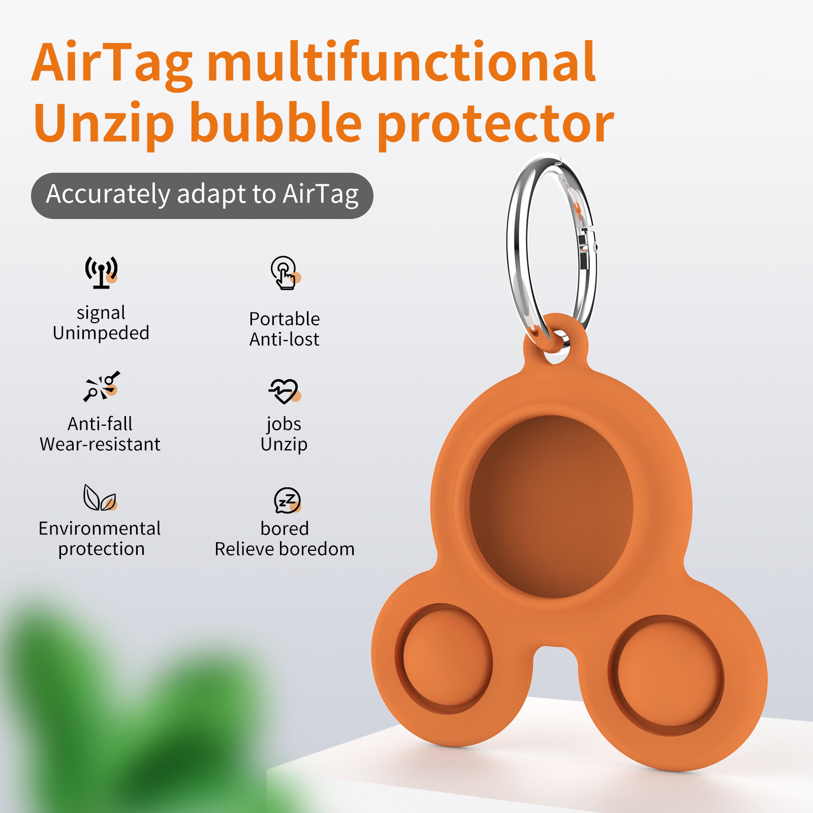 Push Bubble Fidget Toy for Airtag w/ keychian 5