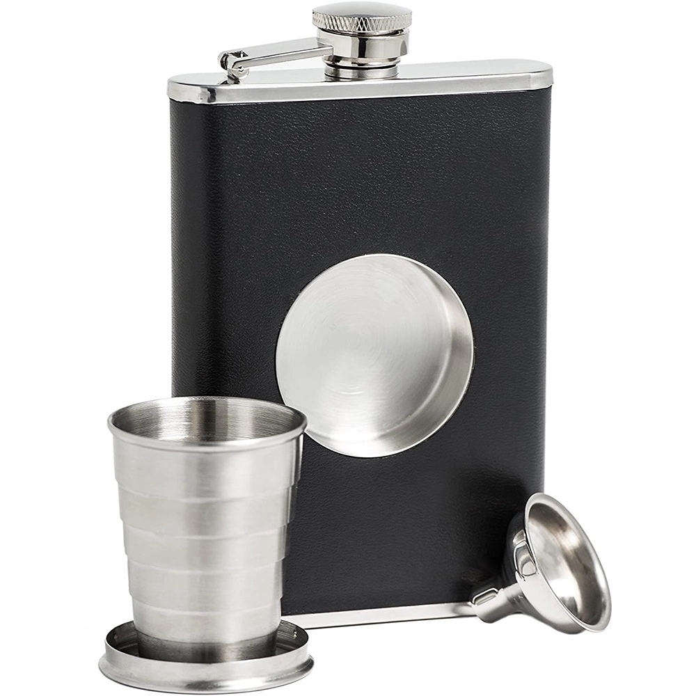 Built-in Collapsible 2oz Metal 8oz Shot Flask Set Alcohol 2