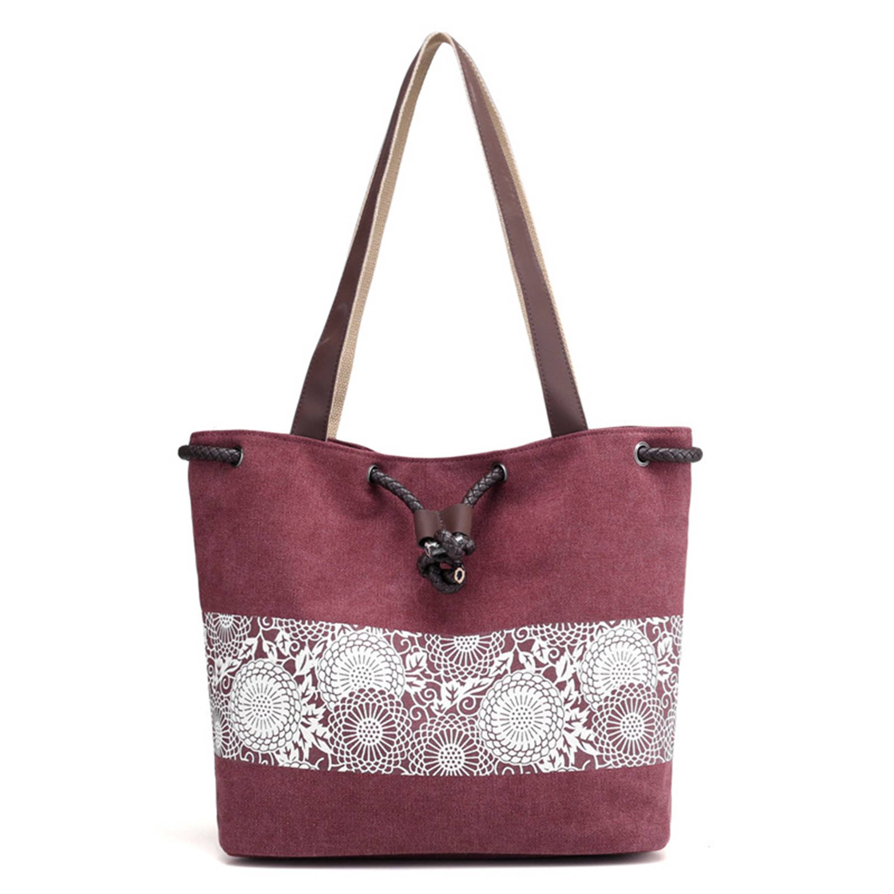 Women Printing Drawstring Canvas Tote Bags 7