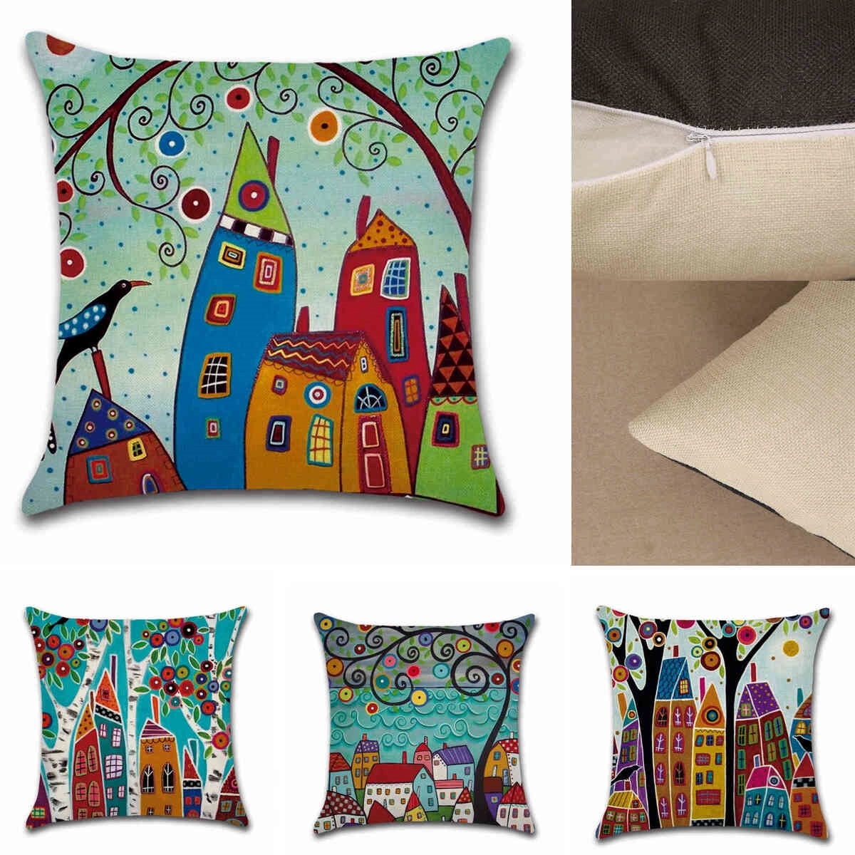 Cushion Home Living Room Bed Sofa Car Cotton Linen Square 2