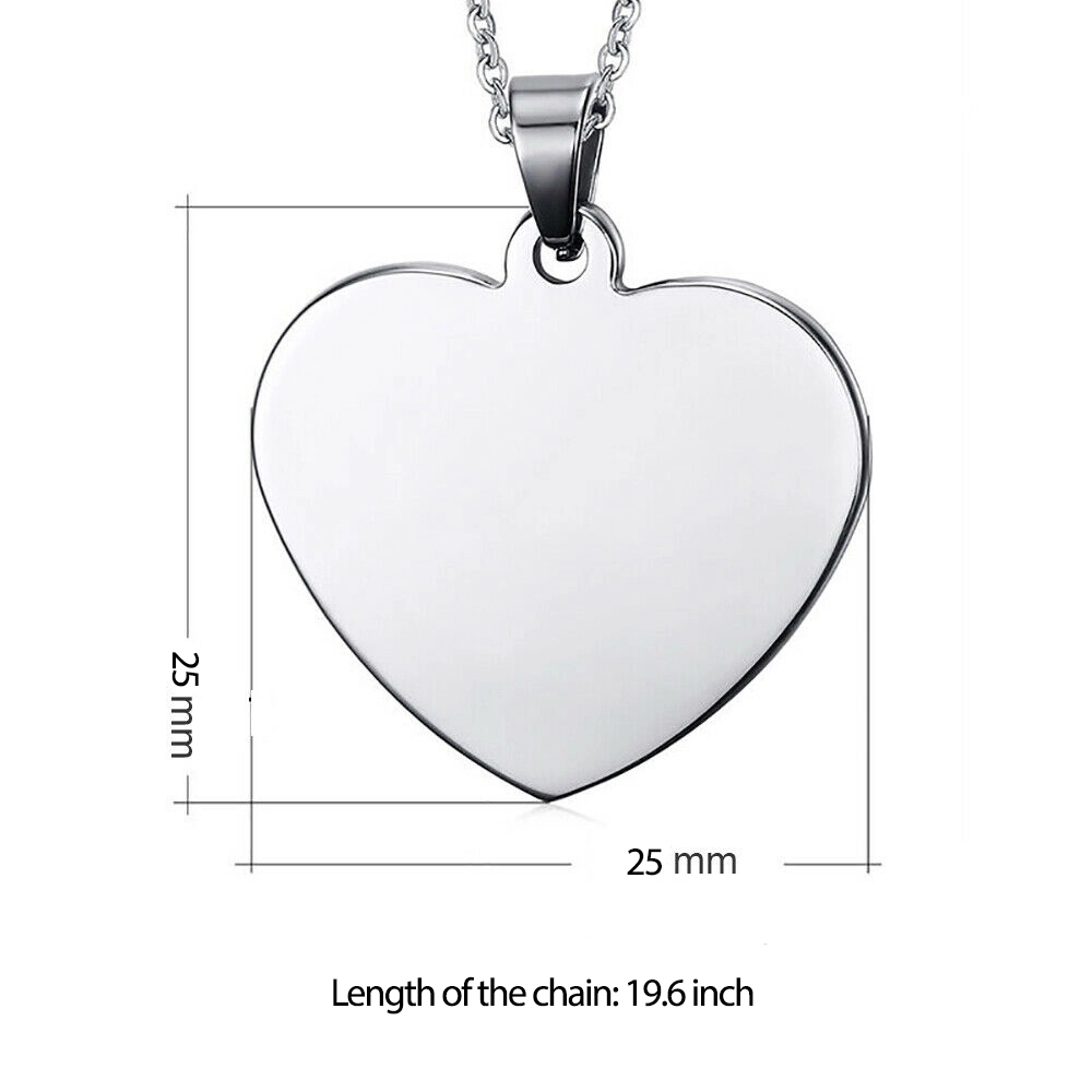 Personalized Engraved Stainless Steel Necklace - Heart 4
