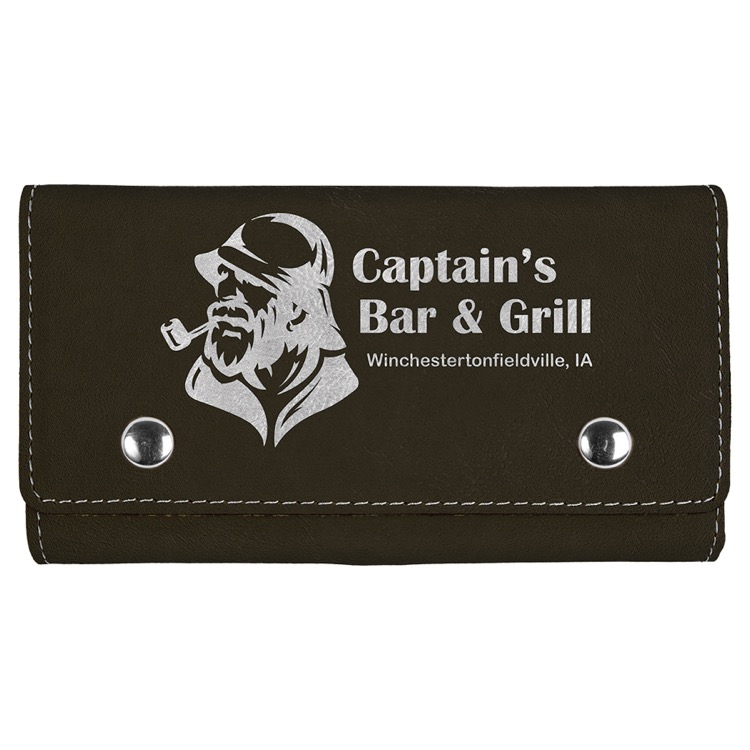 Black/Silver Leatherette Card & Dice Set 2