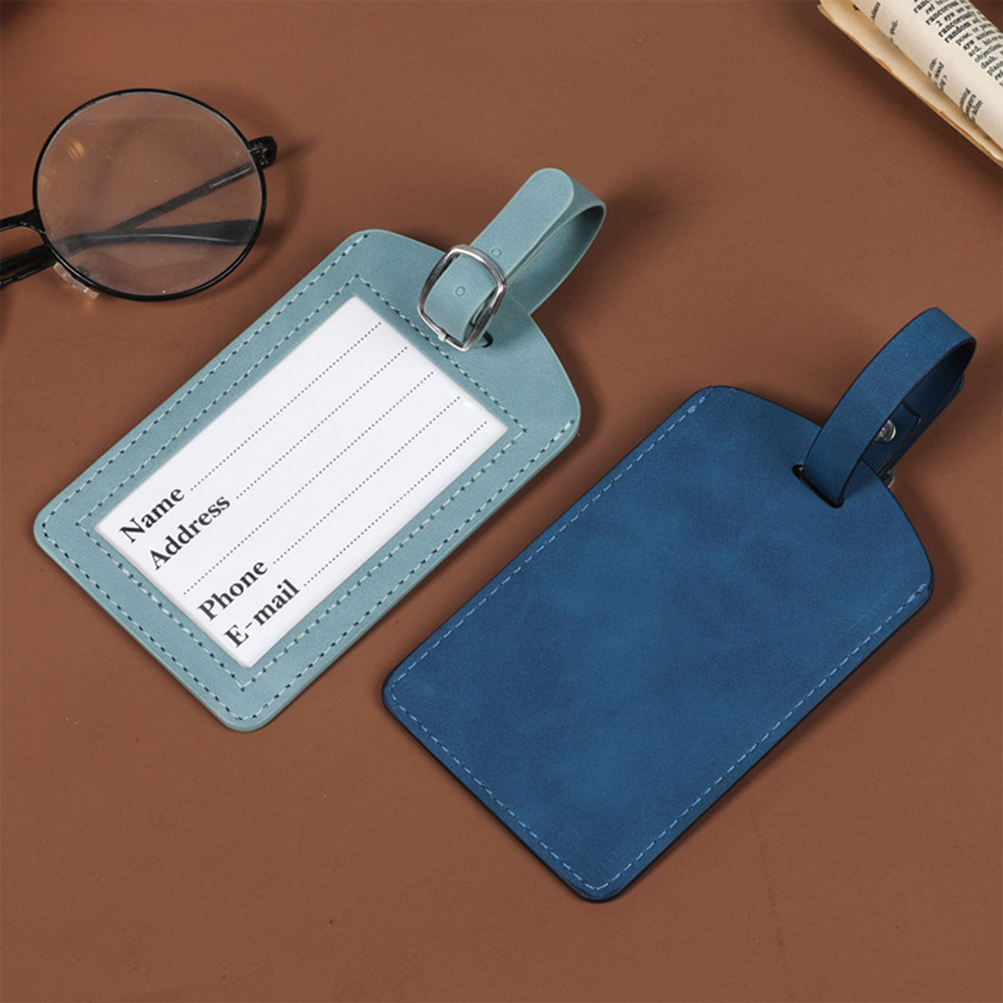 Debossed Premium Letherette Luggage Tag with Visable Window 5