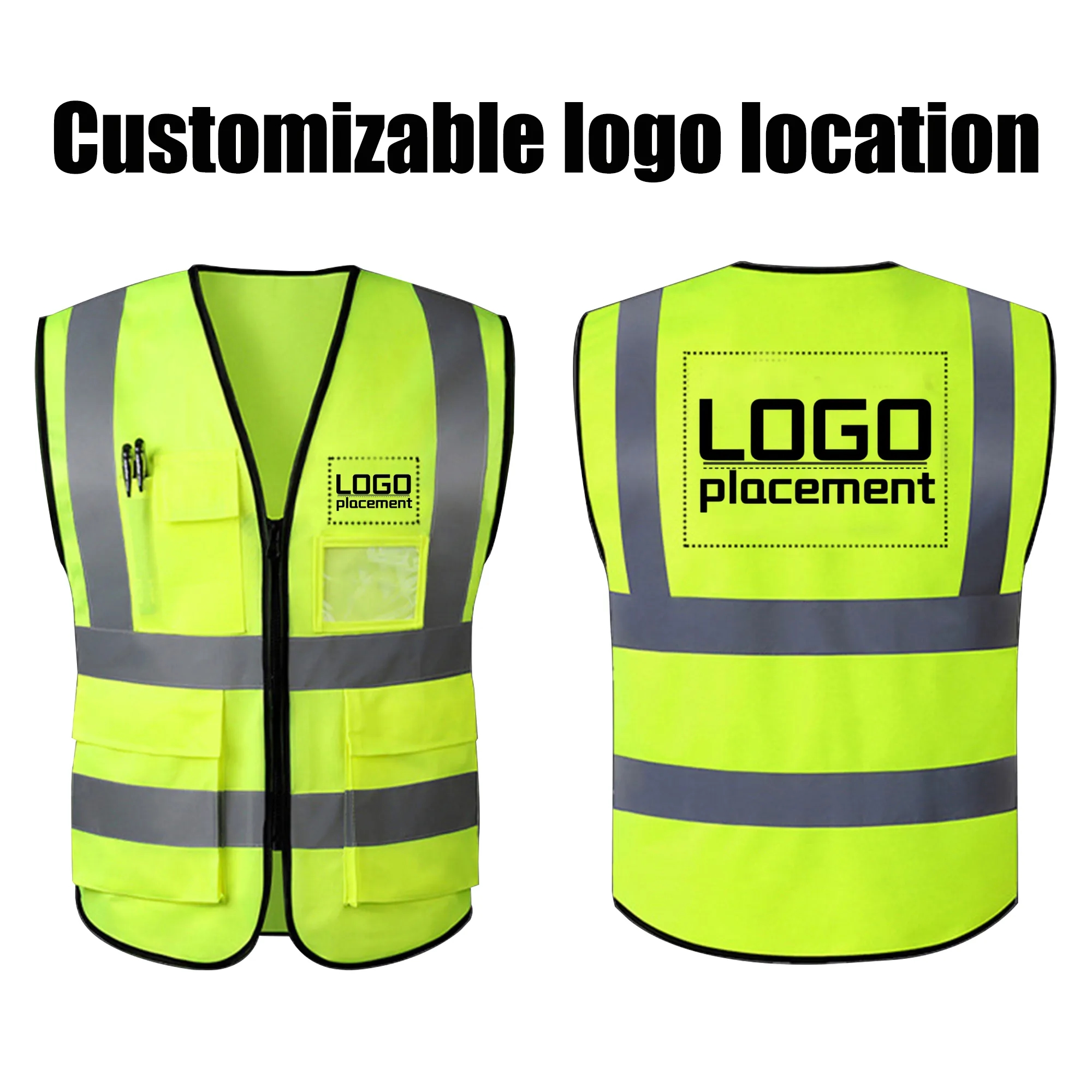 Unisex High Visibility Reflective strips Pocket Safety Vest 2