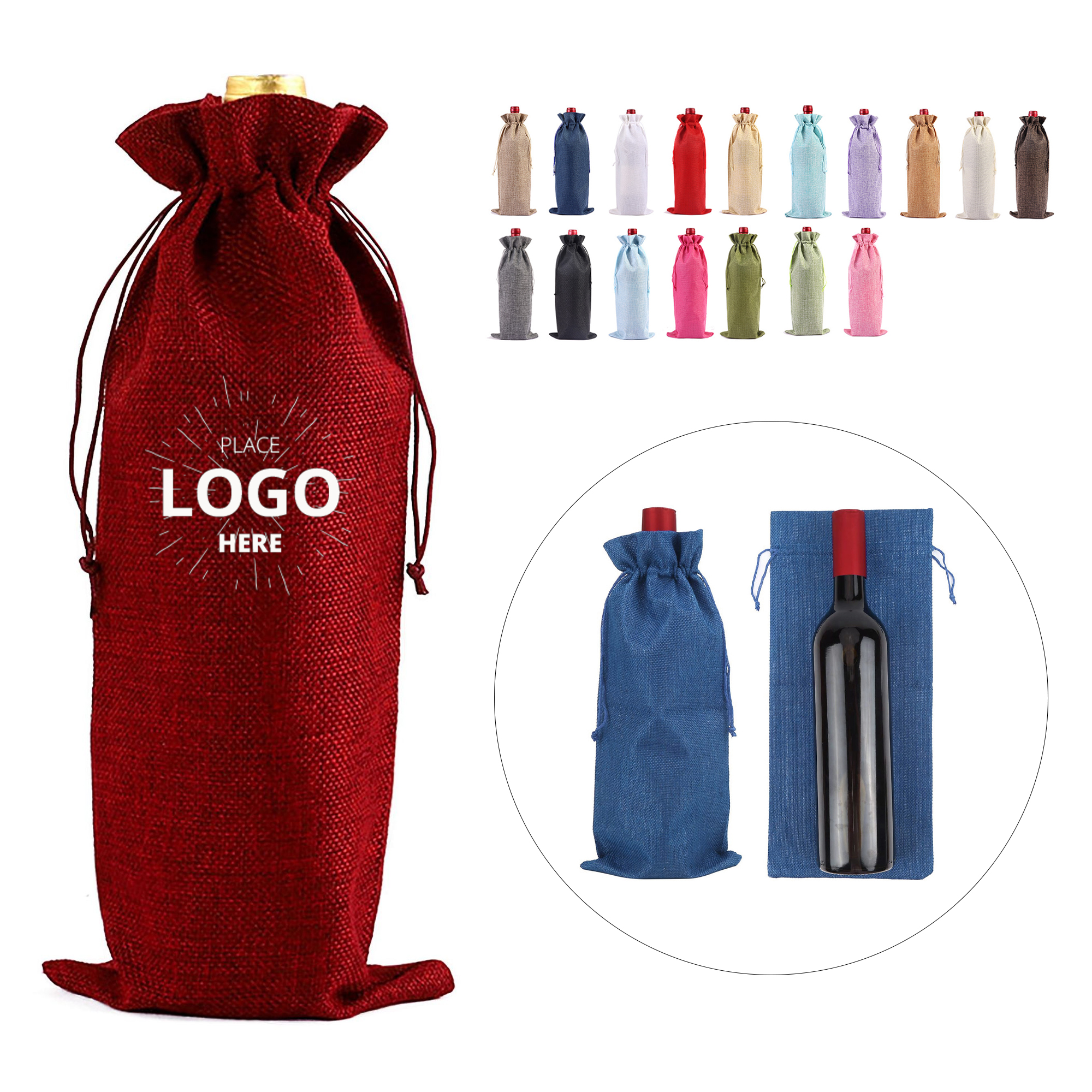 Premium Holiday Drawstring Wine Bag 2