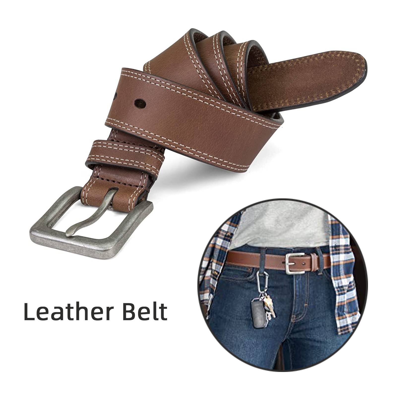 Men 38mm Boot Leather Belt 3