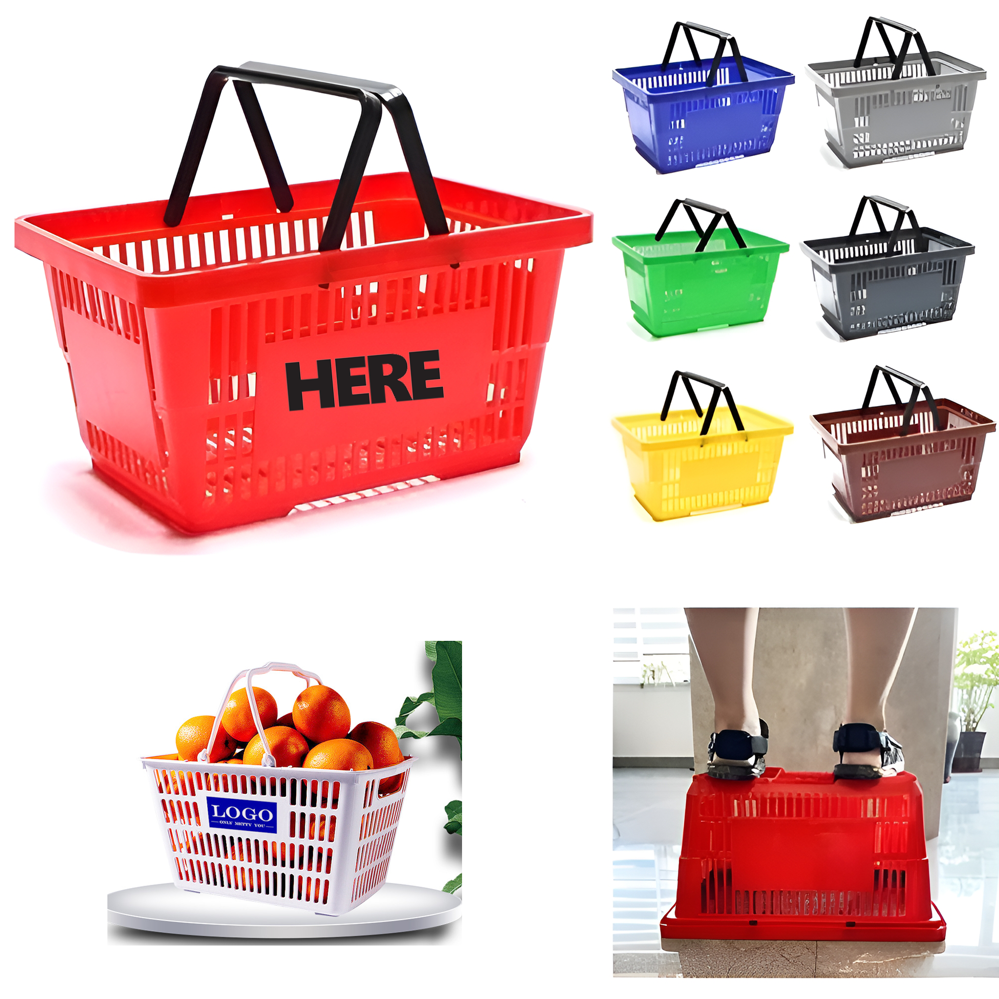 2 Handle Plastic Shopping Basket 5
