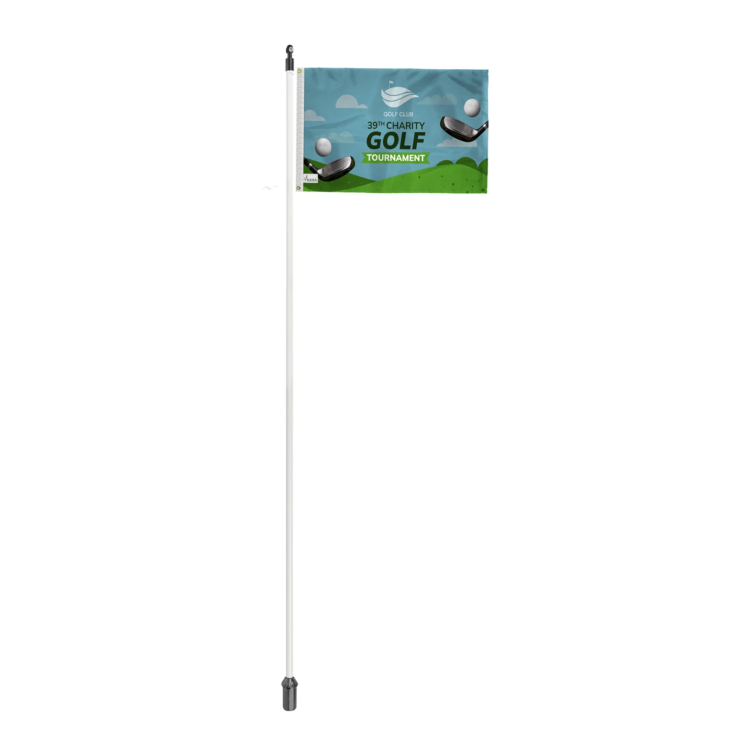 14"x20" Golf Flag with 6' White Fiberglass Pole 3