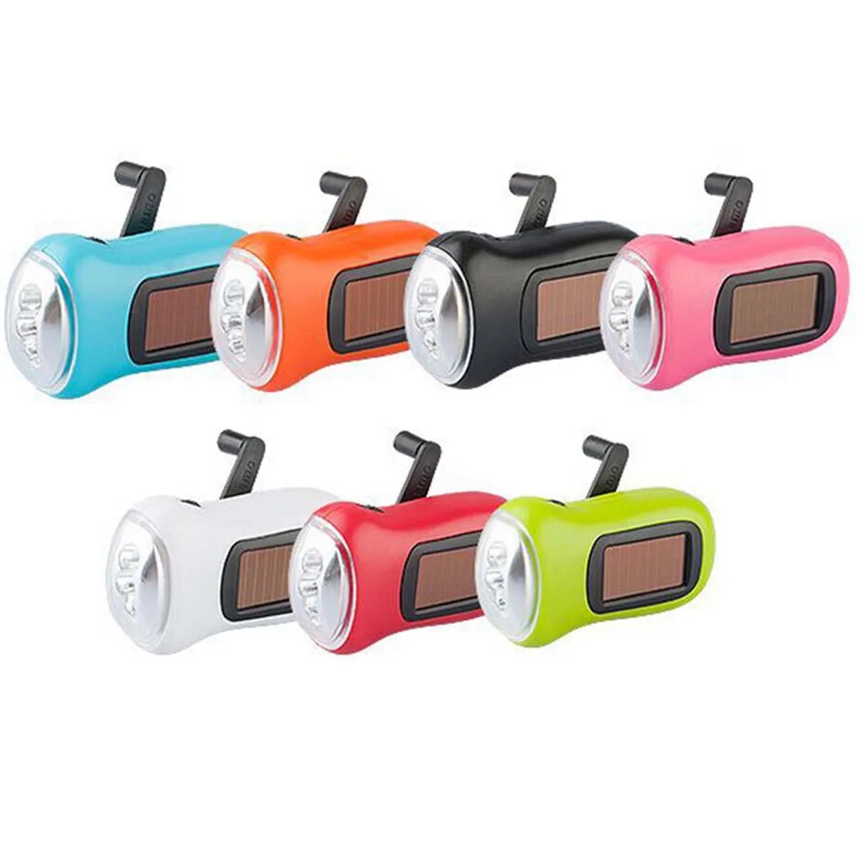 Hand Mini Crank Light Solar Power LED Flashlight 6
