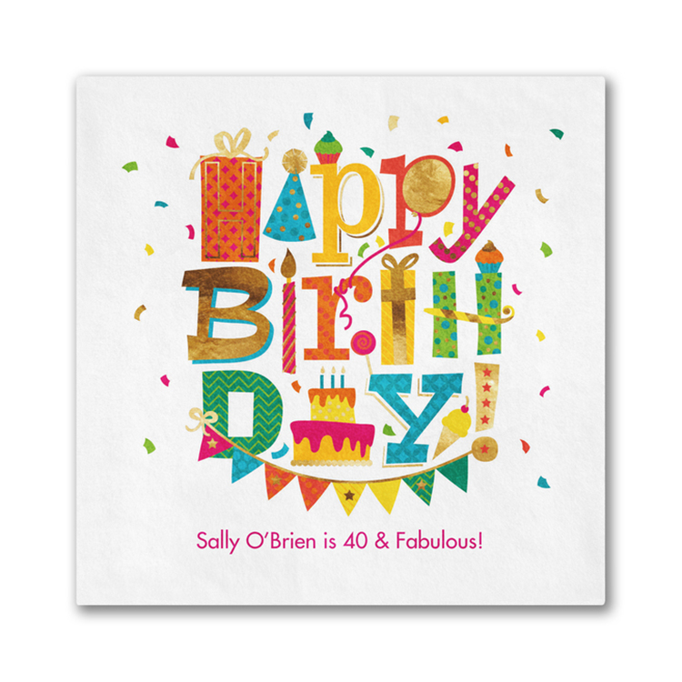 Festive Birthday Beverage Ooh La Color Napkin 1