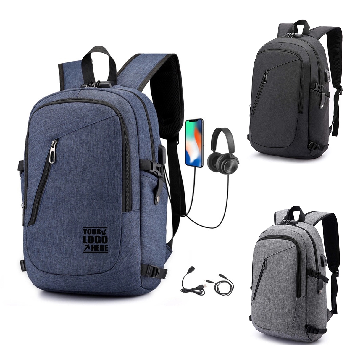 Travel Anti-Theft Laptop Backpack with USB Charging Port 2