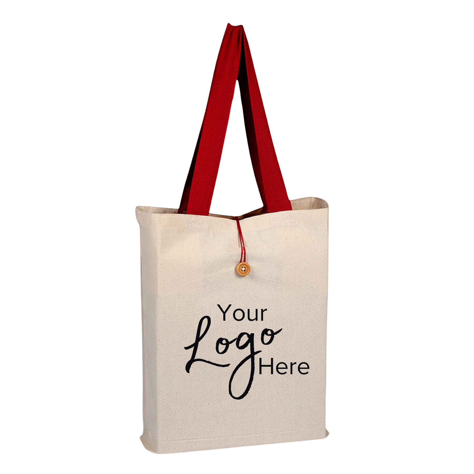Button-Up Tote 15"W x 16"H x 3" Gusset Bag with Color Handles 10