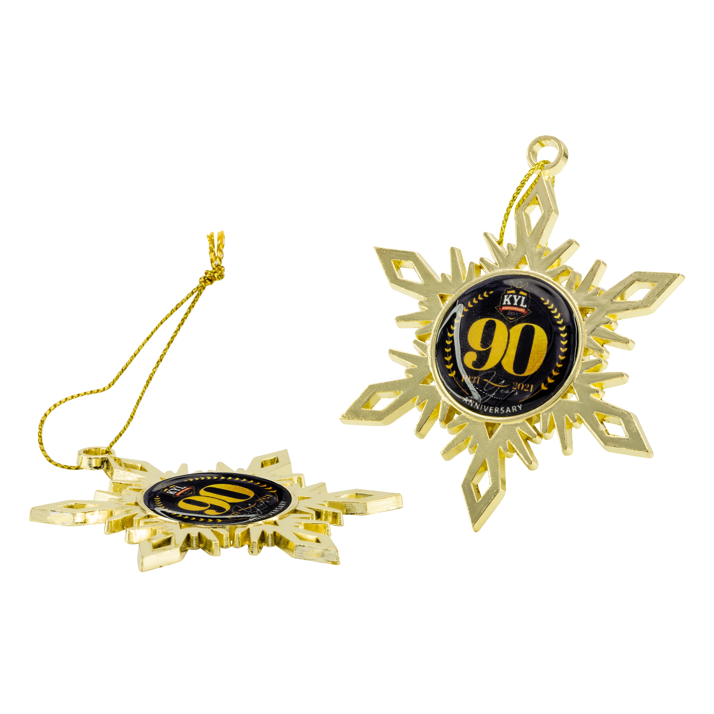 Gold Snowflake Holiday Ornament (2-Sided)