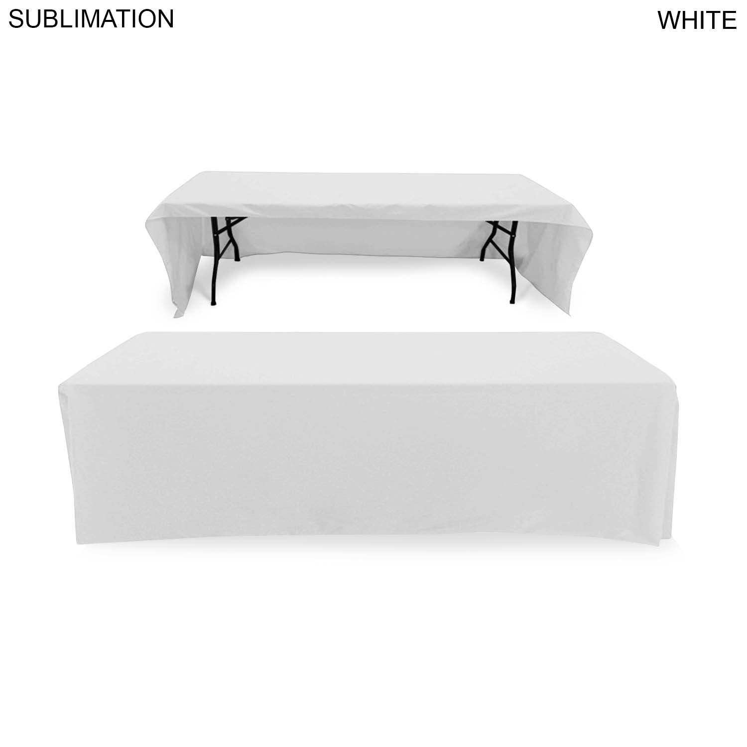 24Hr Express Ship - 8' LazerCut 3-Sided Sublimated Tablecloth, Drape Style, Open Back 1