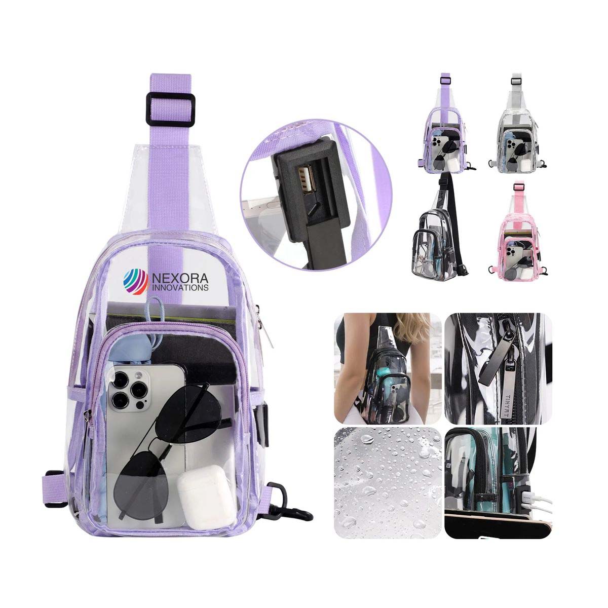 Versatile Transparent Shoulder Bag with Storage 7
