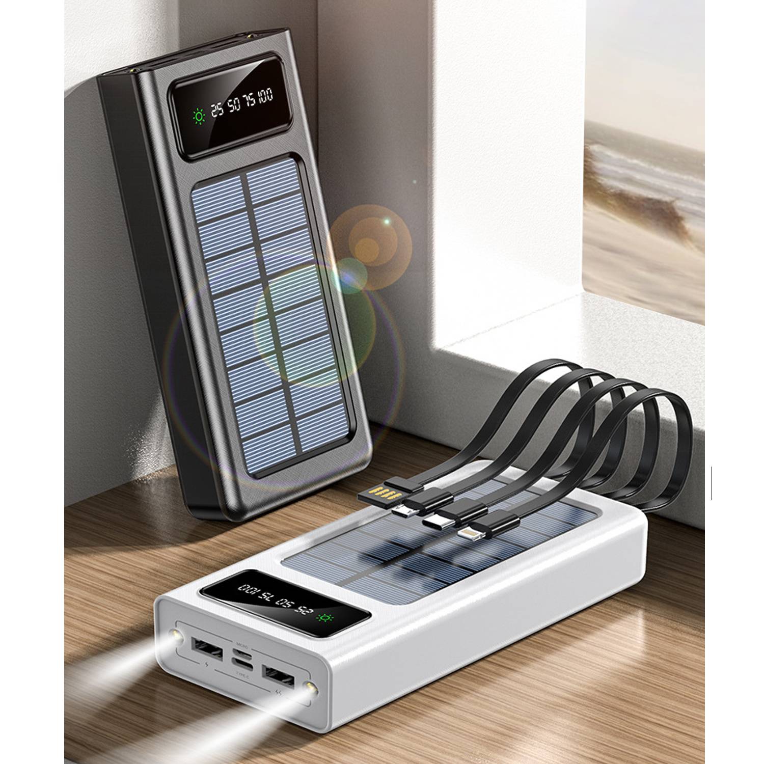 10000mAh Solar Fast Charging Power Bank w/ LED Light 4