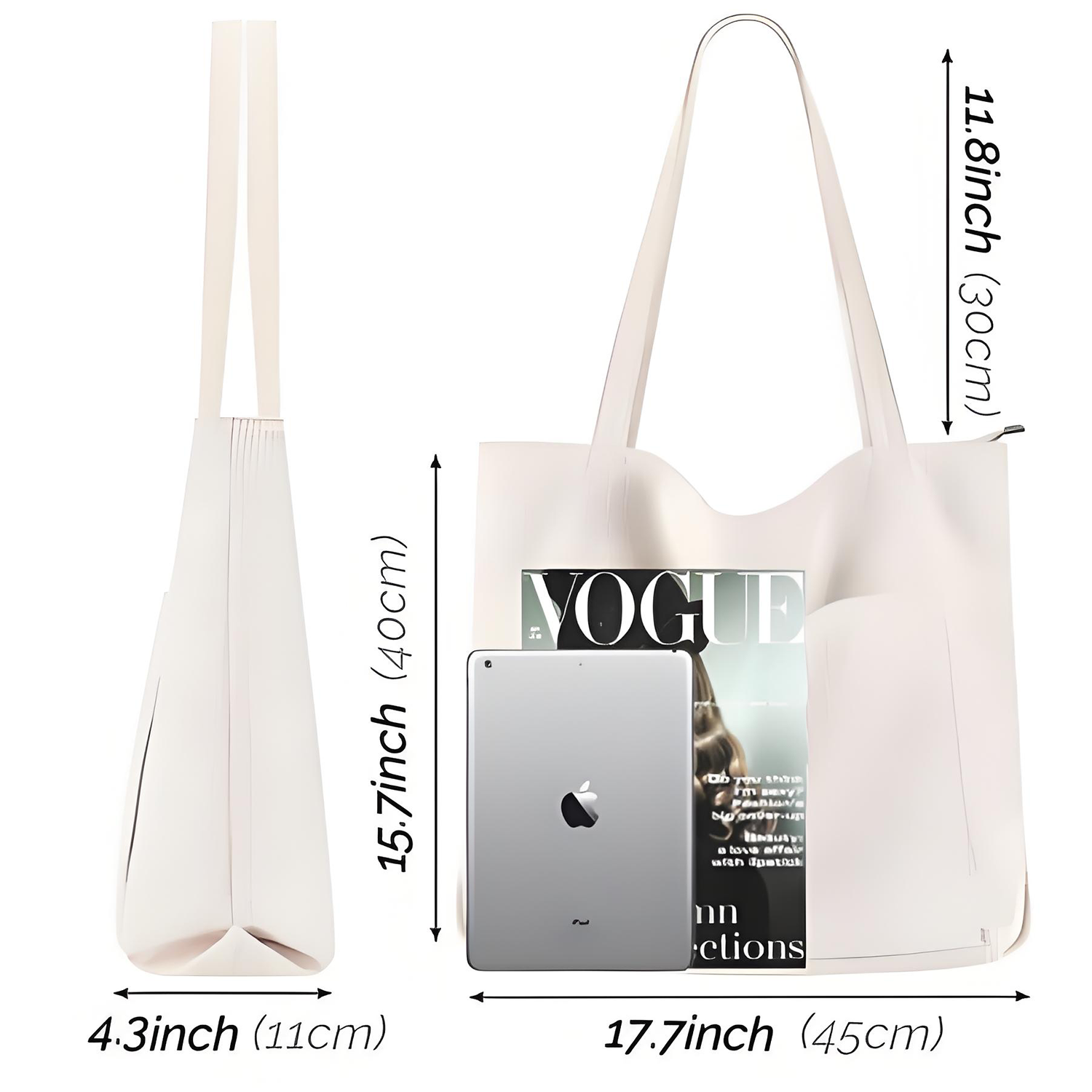 Women's Large Corduroy Tote Handbag with Shoulder Strap 4