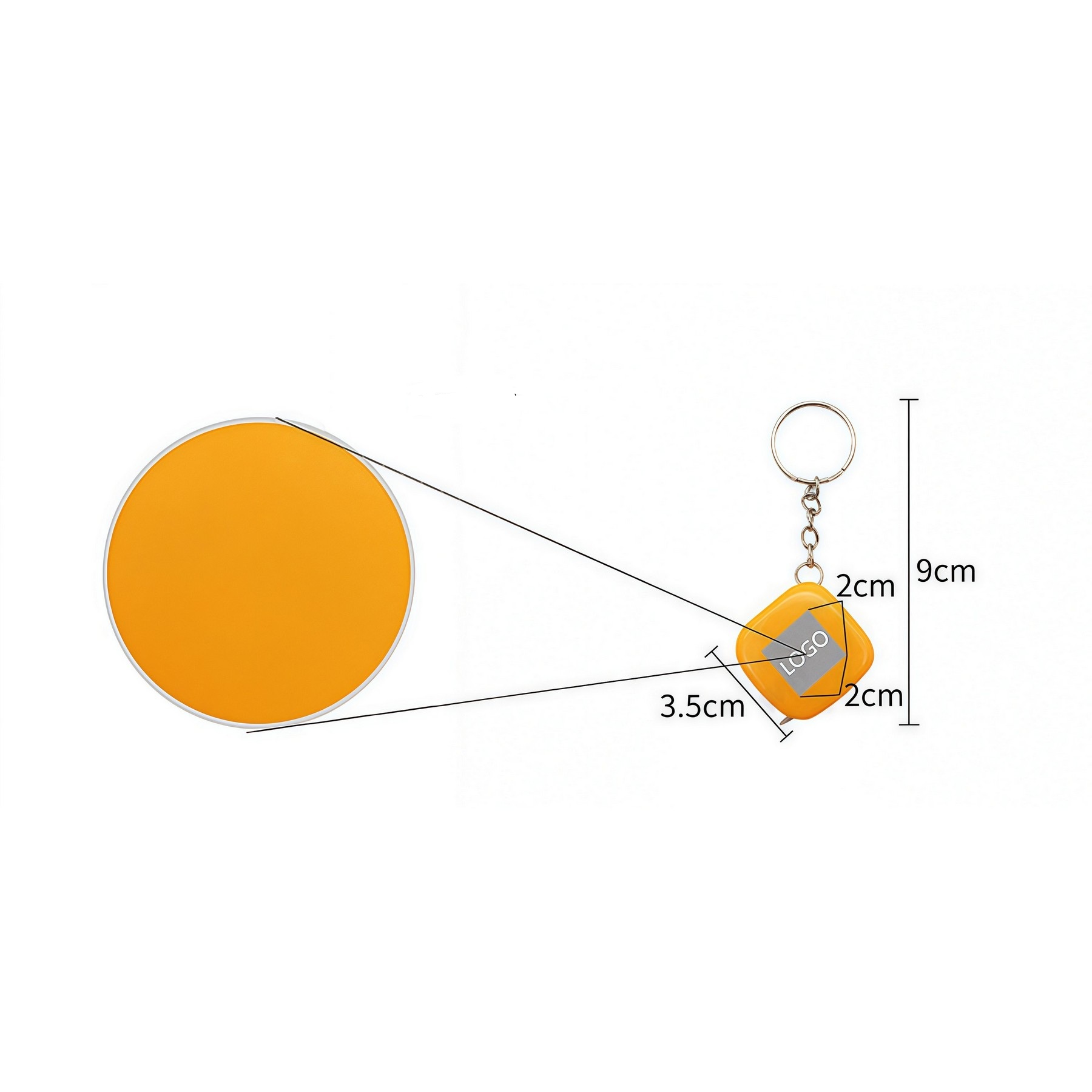 1 Meter Mini Square Shaped Steel Retractable Tape Measure W/ Keychain 3