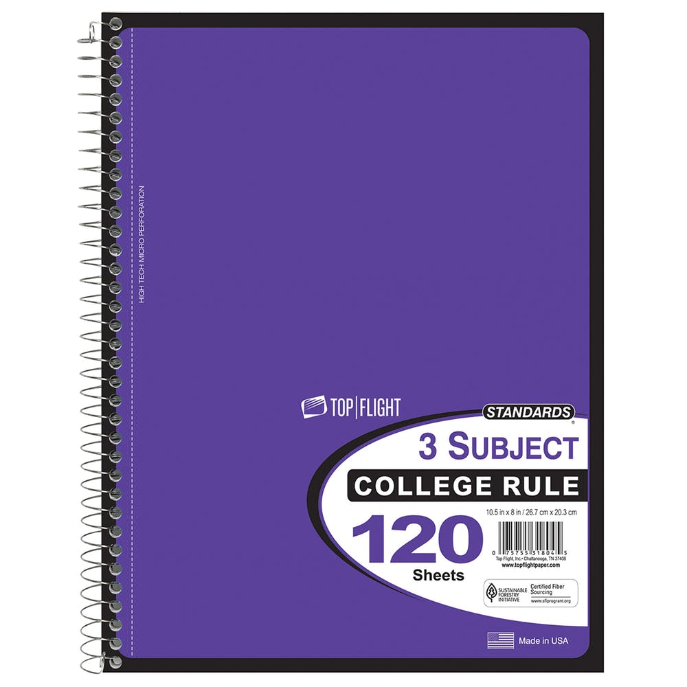 3 Subject Spiral Notebooks - College Ruled120 Sheets 5 Colors 1