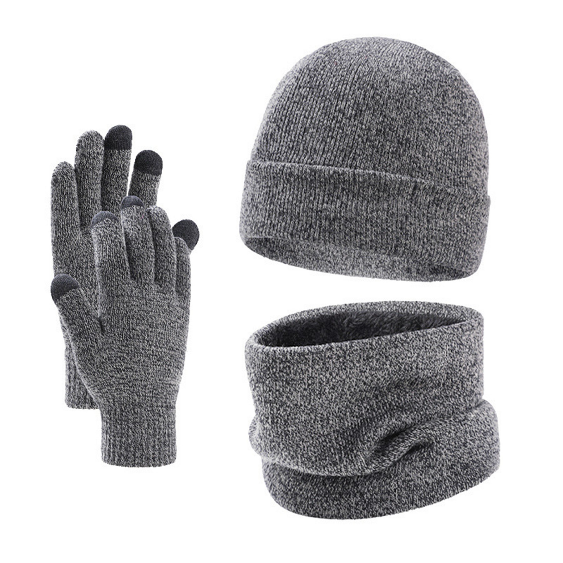 Winter Warm Beanie Hat Scarf And Touchscreen Gloves Set 5