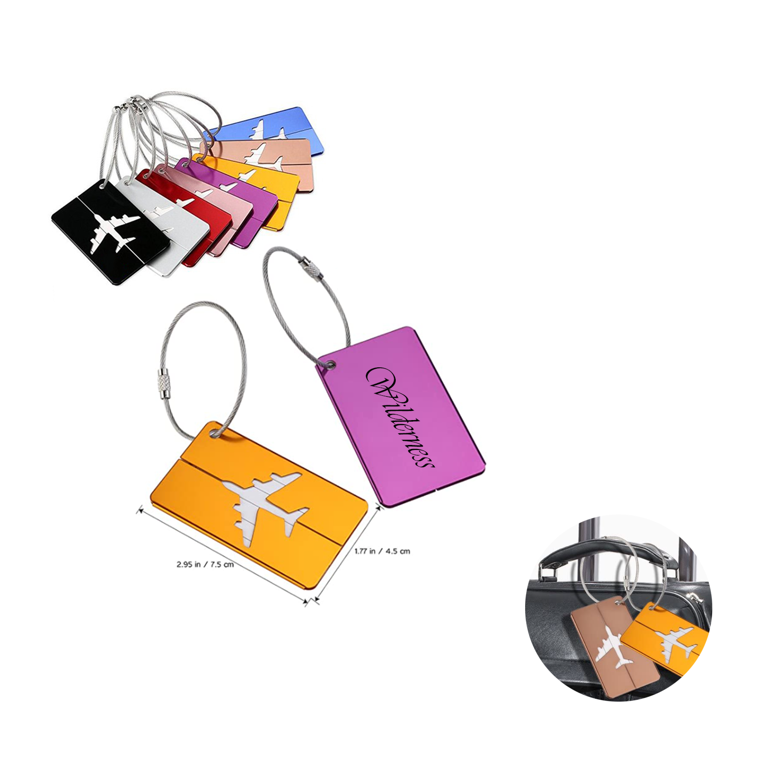 Aluminum Airplane Pattern Tag for Travel Suitcase 2