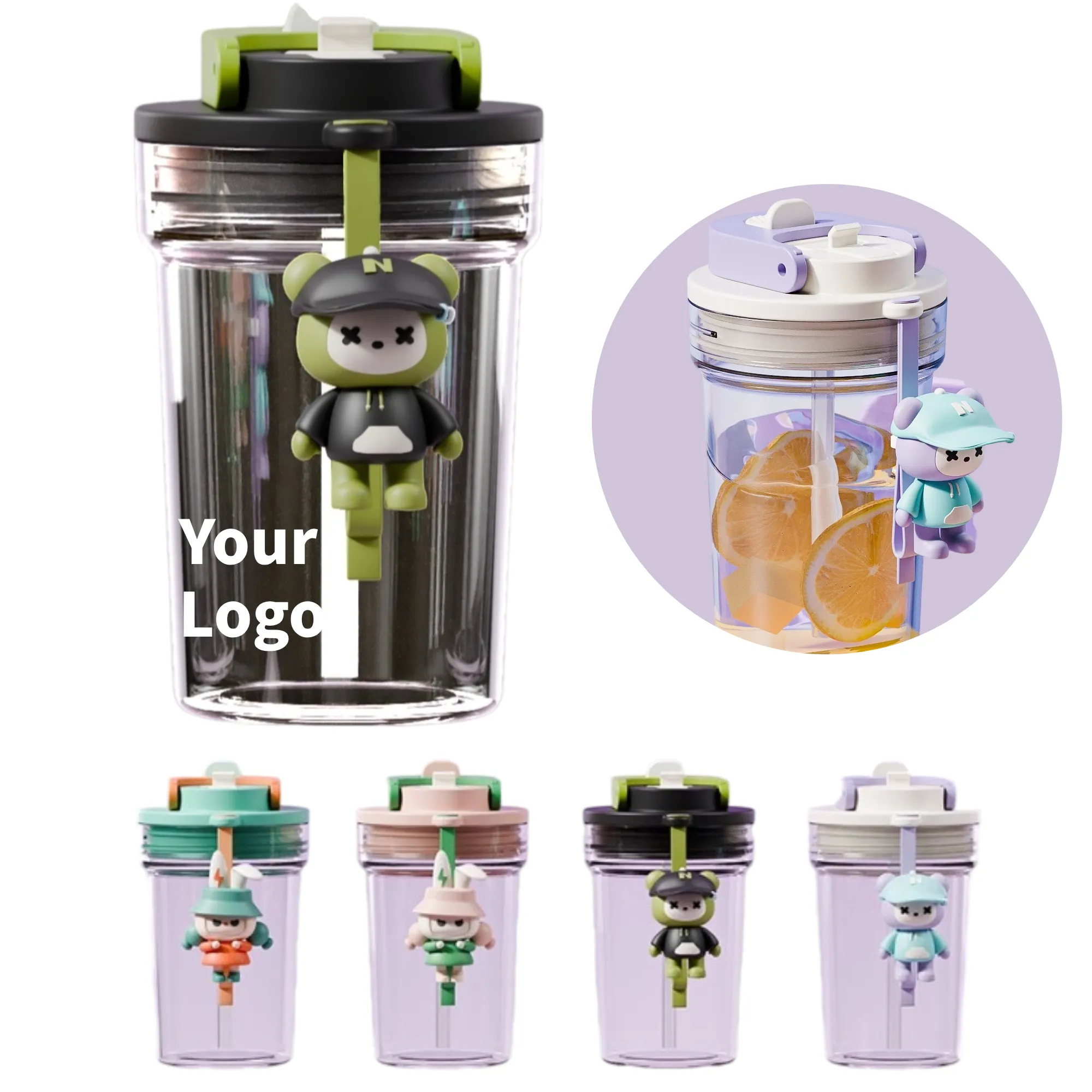 16oz Customizable Cartoon themed Transparent Water Cup