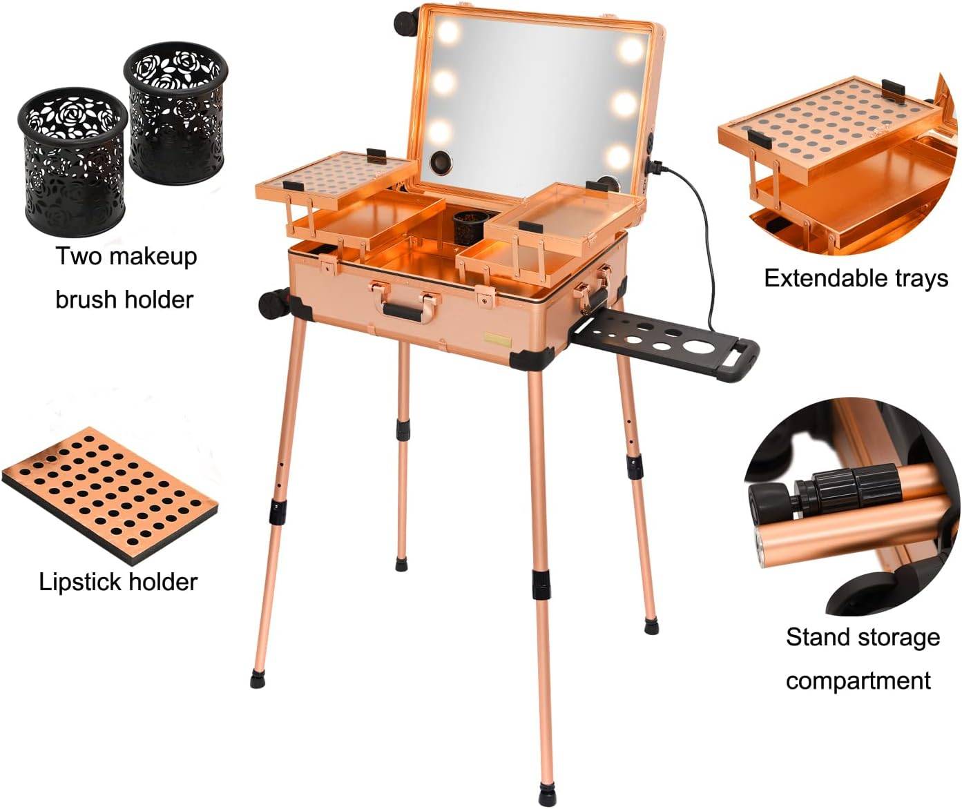 LED Pull Rod Makeup Train Case 3