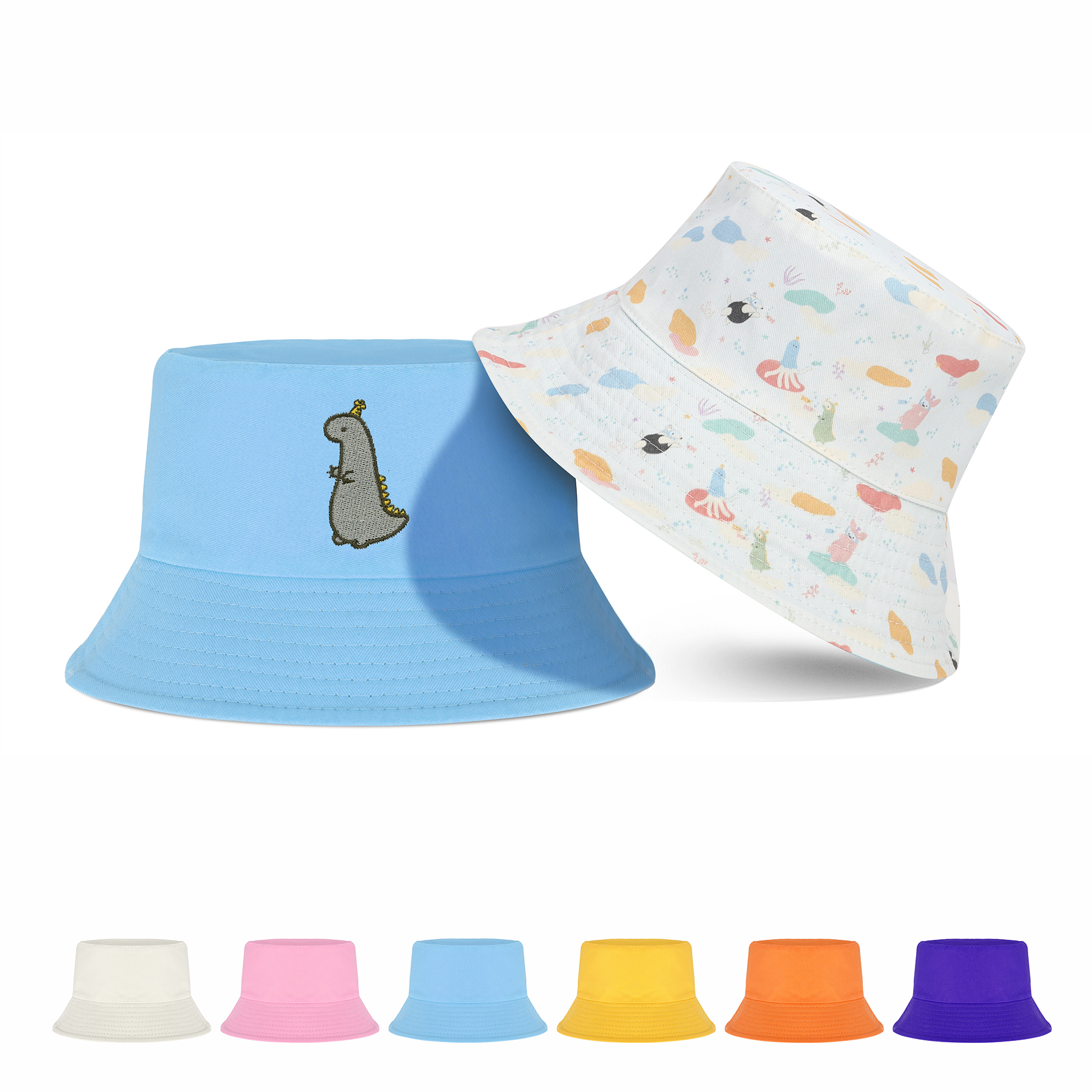 Reversible Dual-Material Cotton And Polyester Bucket Hat, custom hat with logo imprint 13
