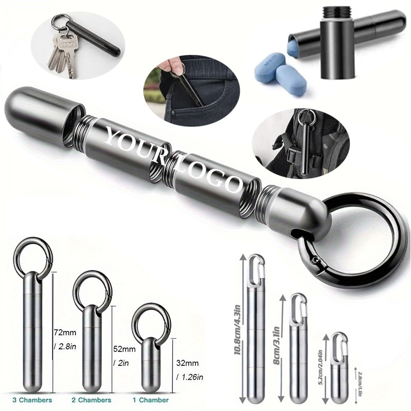 Stainless Steel Keychain Pill Holder 3