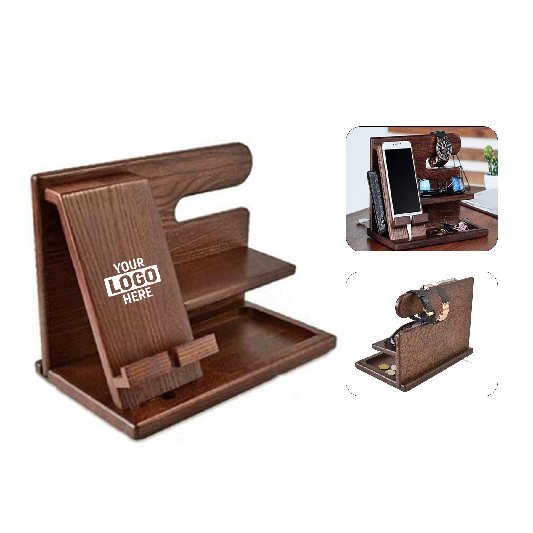 Wooden Desktop Organizer Shelf