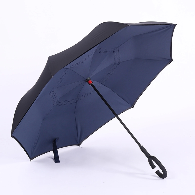 Custom Outdoor Travel C-Handle Reverse Umbrella 12
