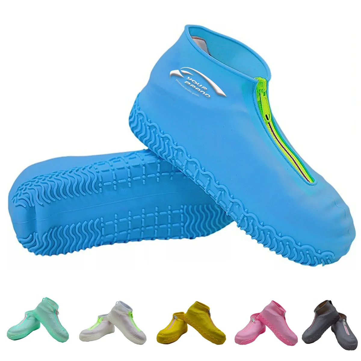 Reusable Silicone Waterproof No-Slip Shoe Covers with Zipper 1