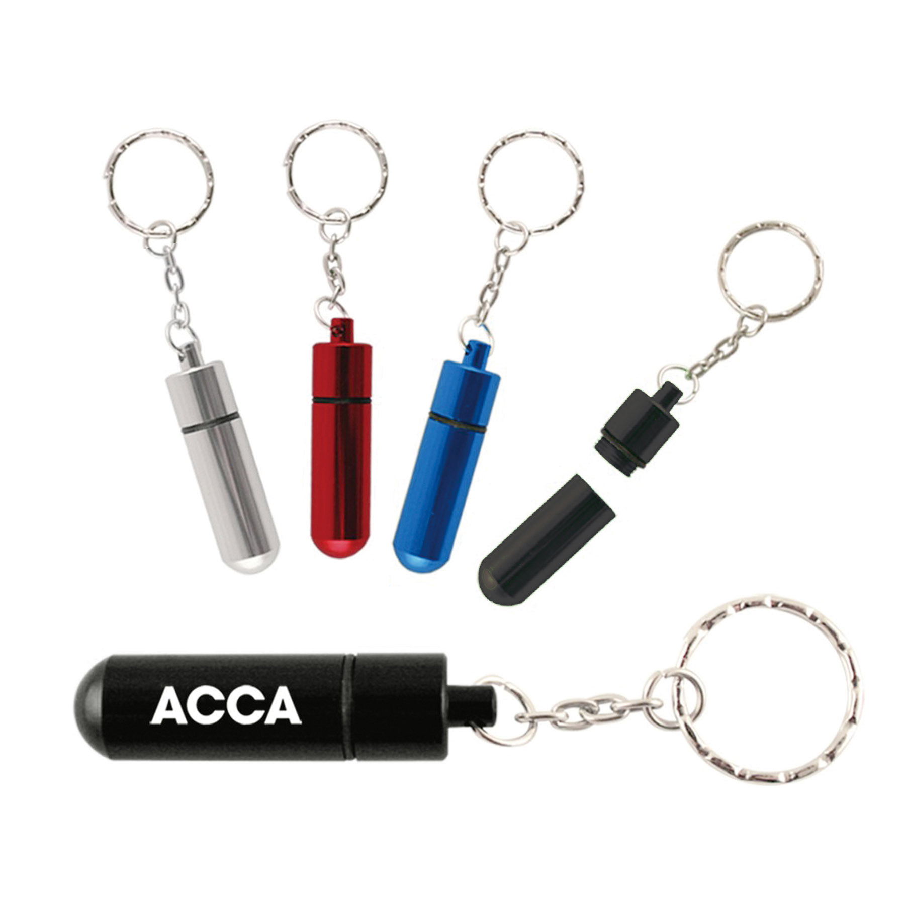 Aluminum Pill Tube, Pill Box W/Key Chain (keychain, key chains) 9