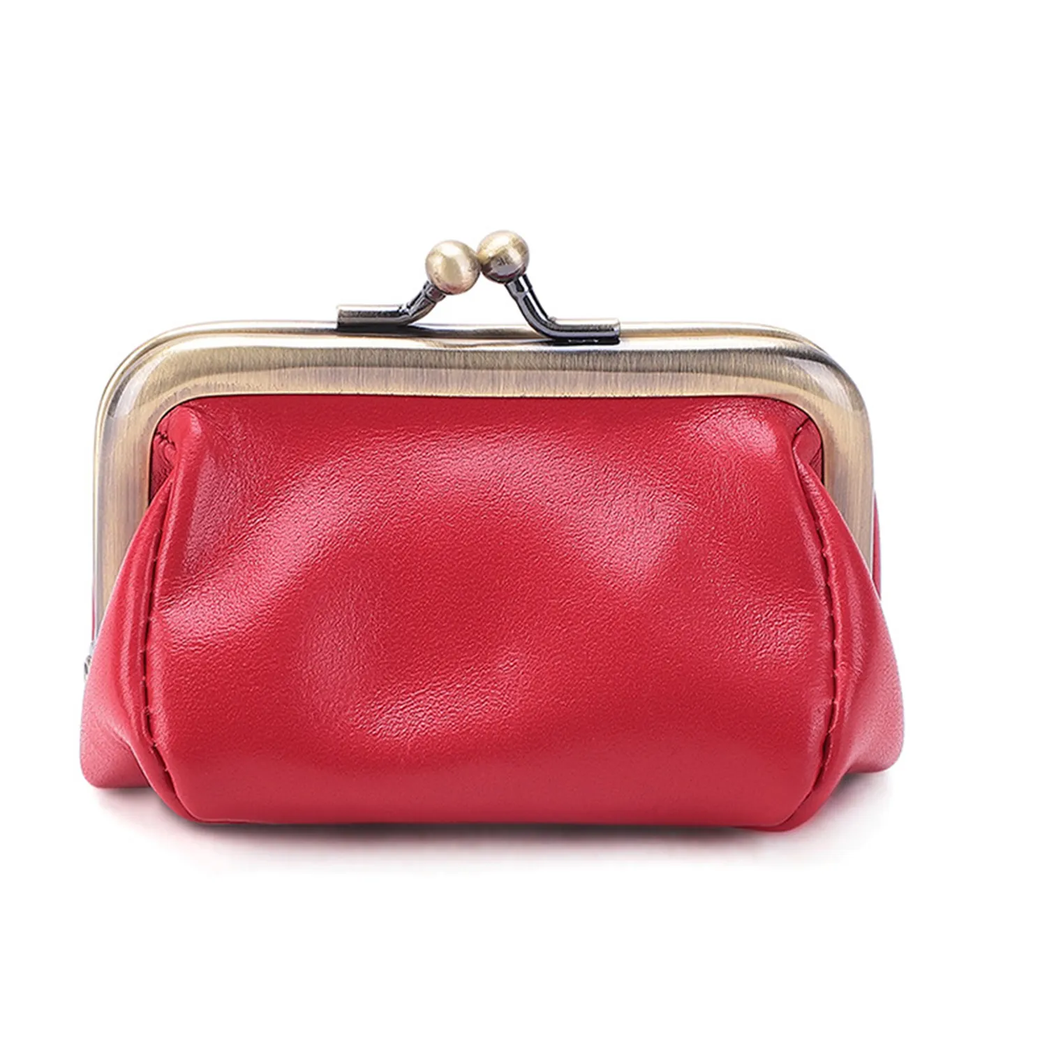 Leather Kiss Lock Coin Purse Wallet 2