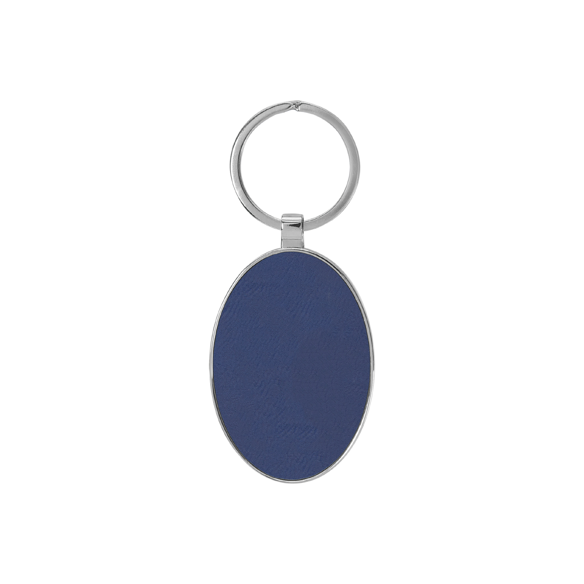 Blue & Silver Leatherette/Metal Oval Keychain 2