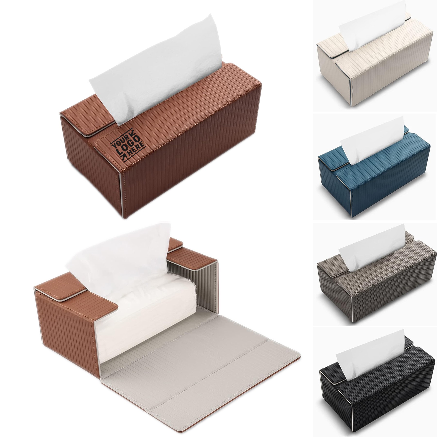 Kleenex Napkin Dryer Sheet Dispenser Reversible Rectangular PU Leather Tissues Box Holder And Cover 3