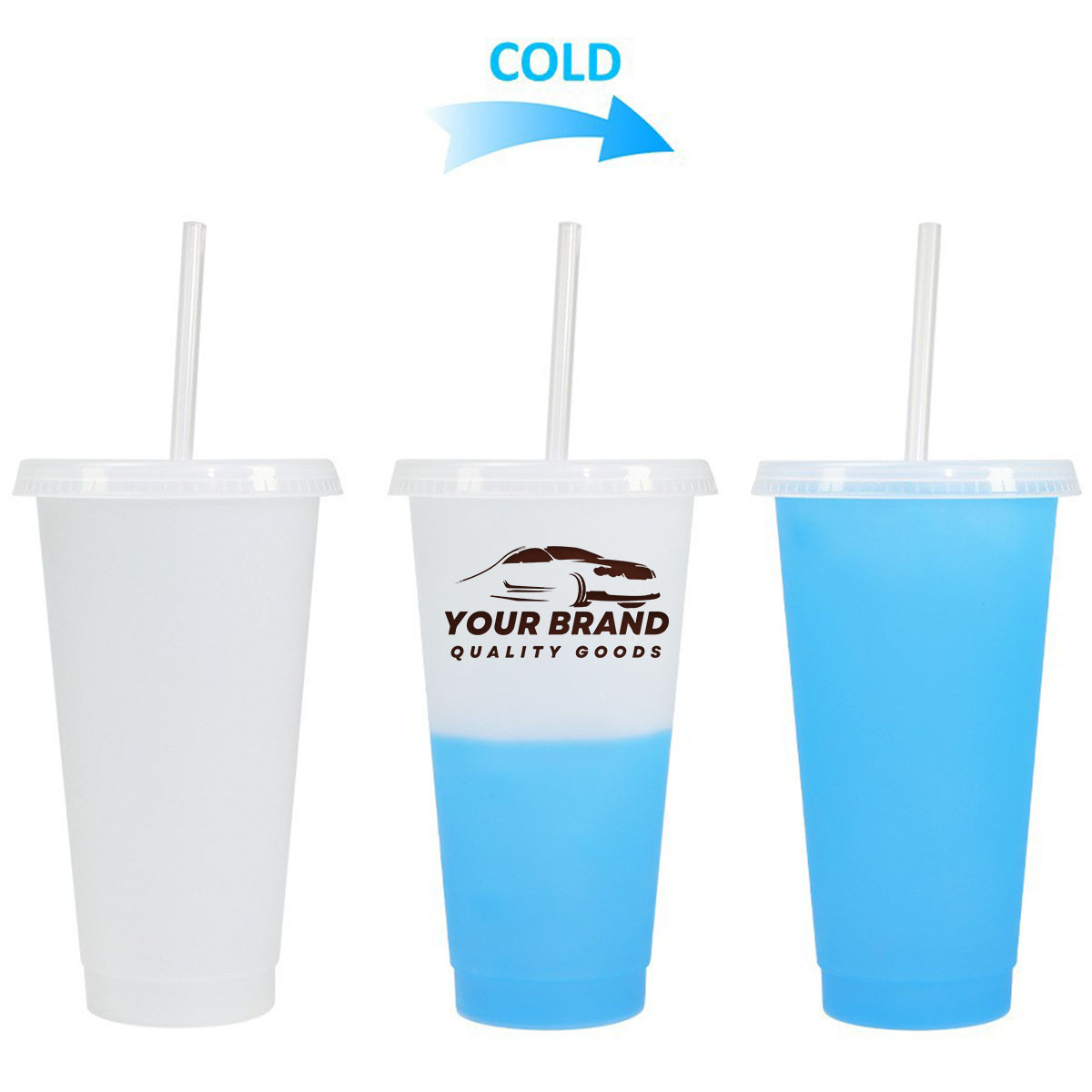 24Oz. Cold Color Changing With Lids and Straws Plastic Cups 3