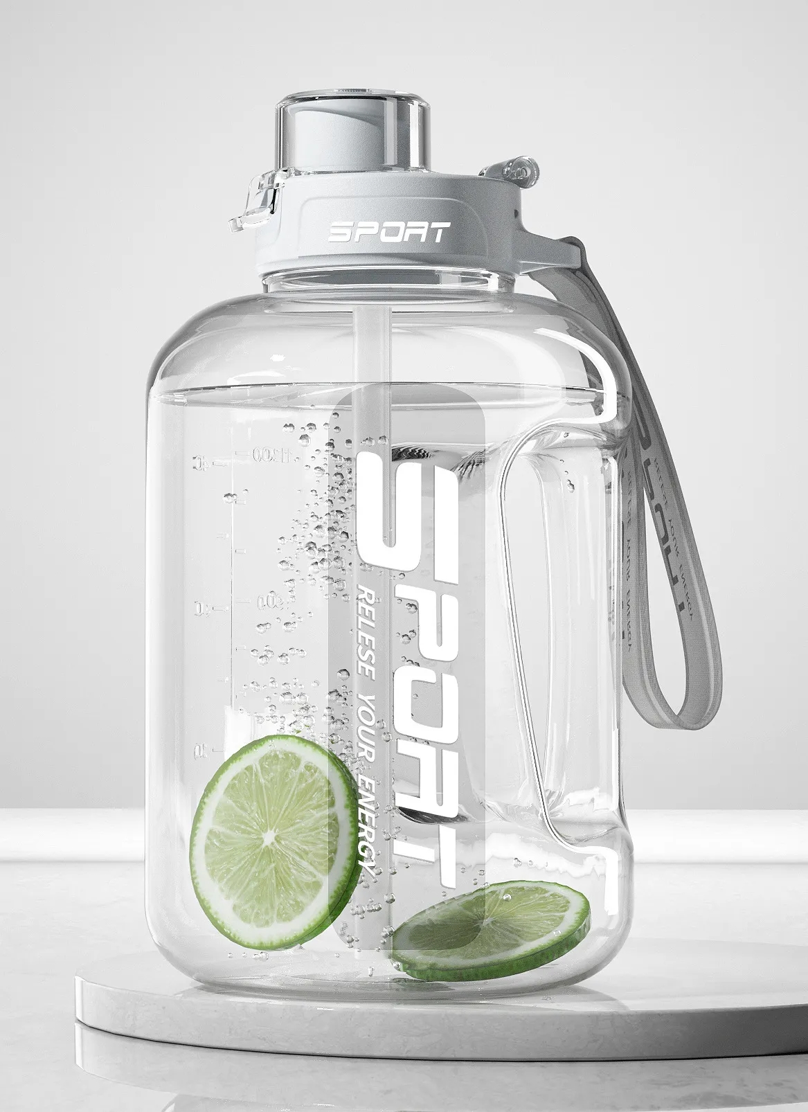 Large Sports Plastic Straw Water Bottle 1
