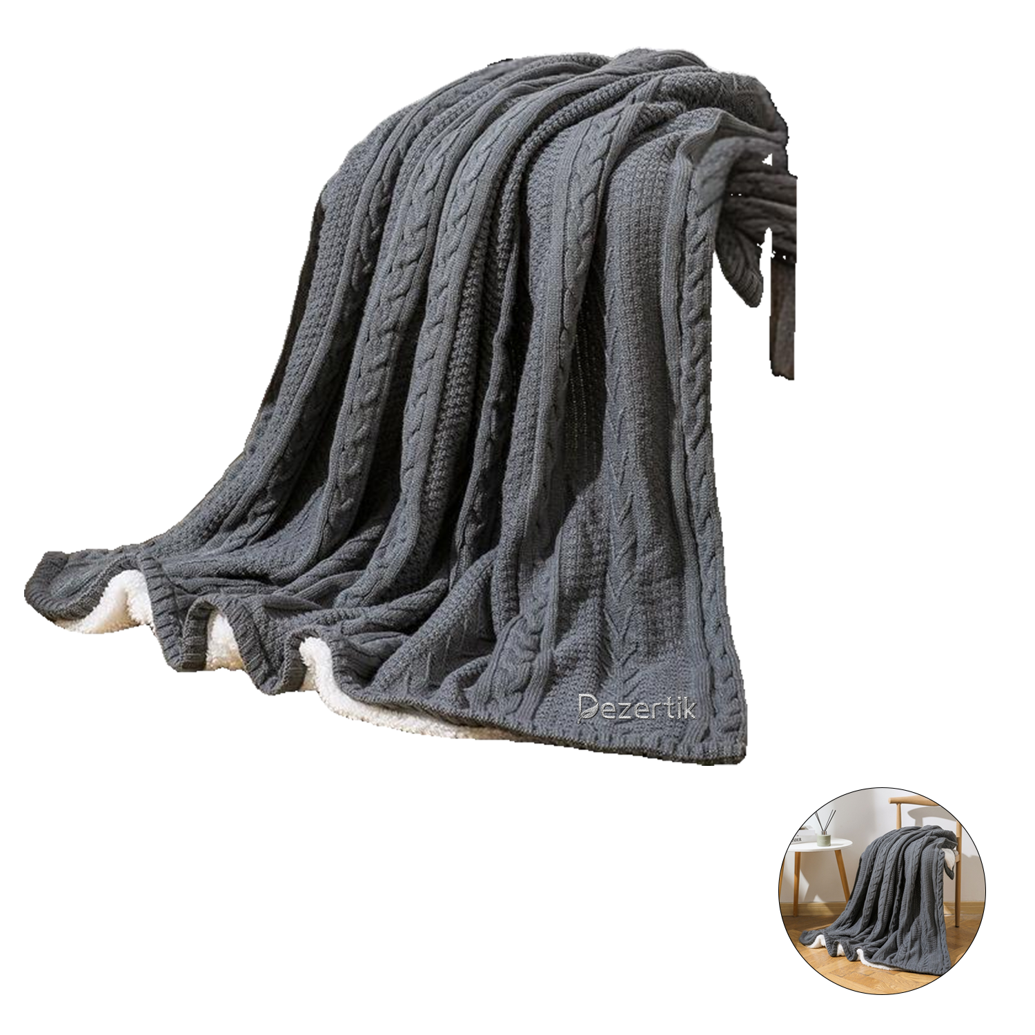 Knitted Acrylic Fishbone Blanket 4